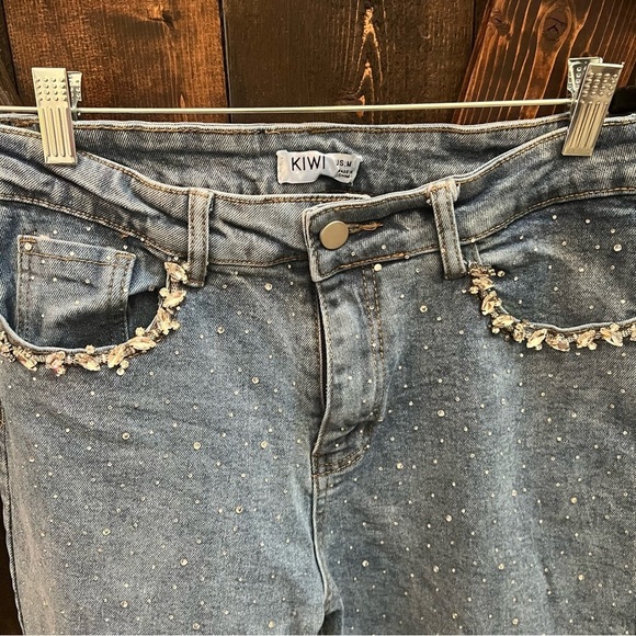 Stylish Rhinestone and Hearts High Rise Jean - Size Medium - Picture 10 of 12